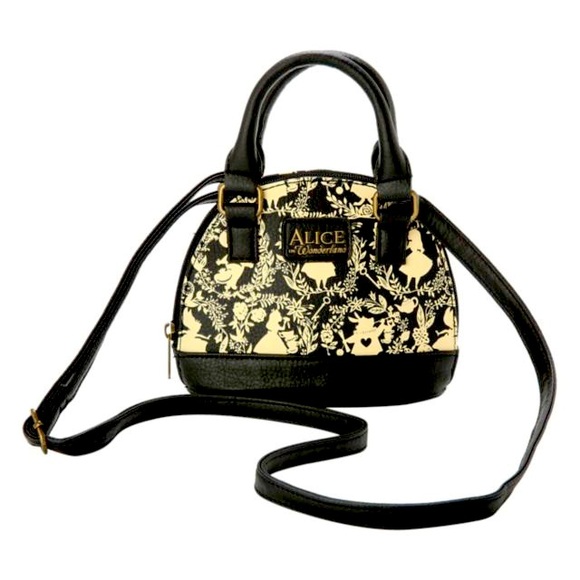 Alice in Wonderland Disney Loungefly Handbag Crossbody Purse in Black and Cream - Picture 1 of 8